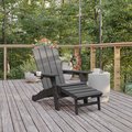 Flash Furniture Gray Adirondack Chair with Ottoman and Cupholder LE-HMP-1044-110-GY-GG